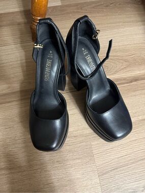 Dream Pairs Black Block Heel Mary Jane Ankle-Strap Pumps